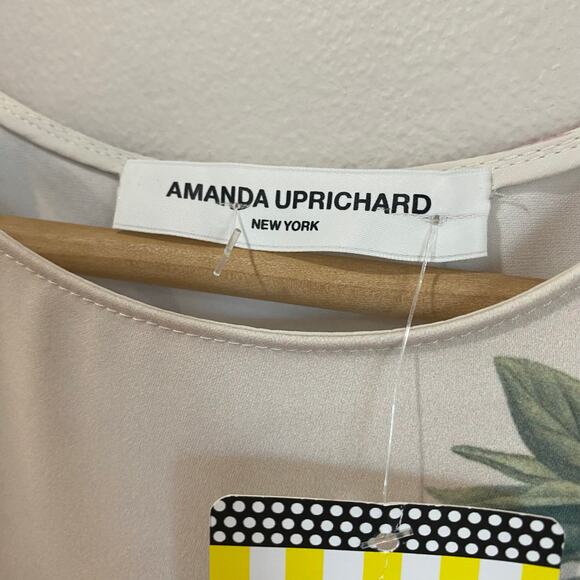 Amanda Uprichard Cream Floral Romantic Short Sleeve Blouse Size Small - Picture 8 of 11